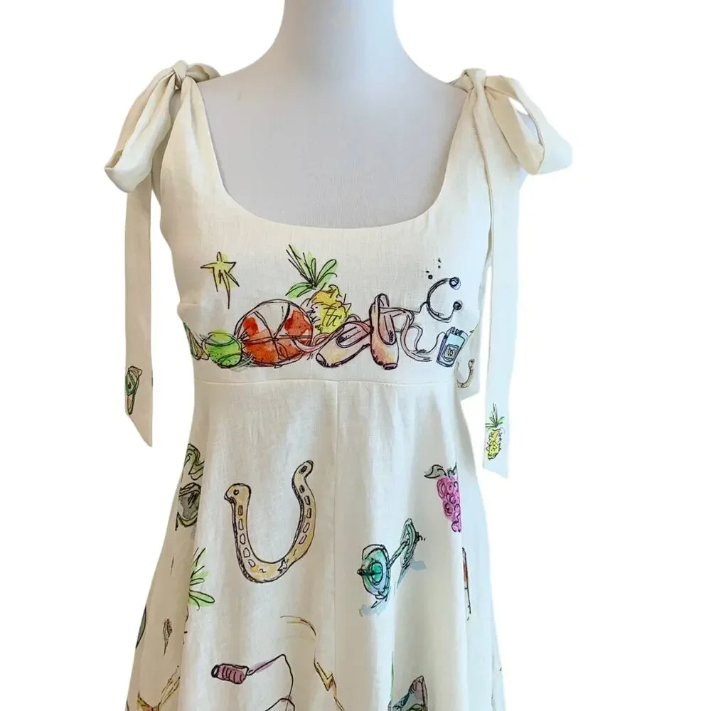 Alemais Anouk Colantoni Ballet Tie-Strap Midi Dress US 6 - Picture 12 of 13